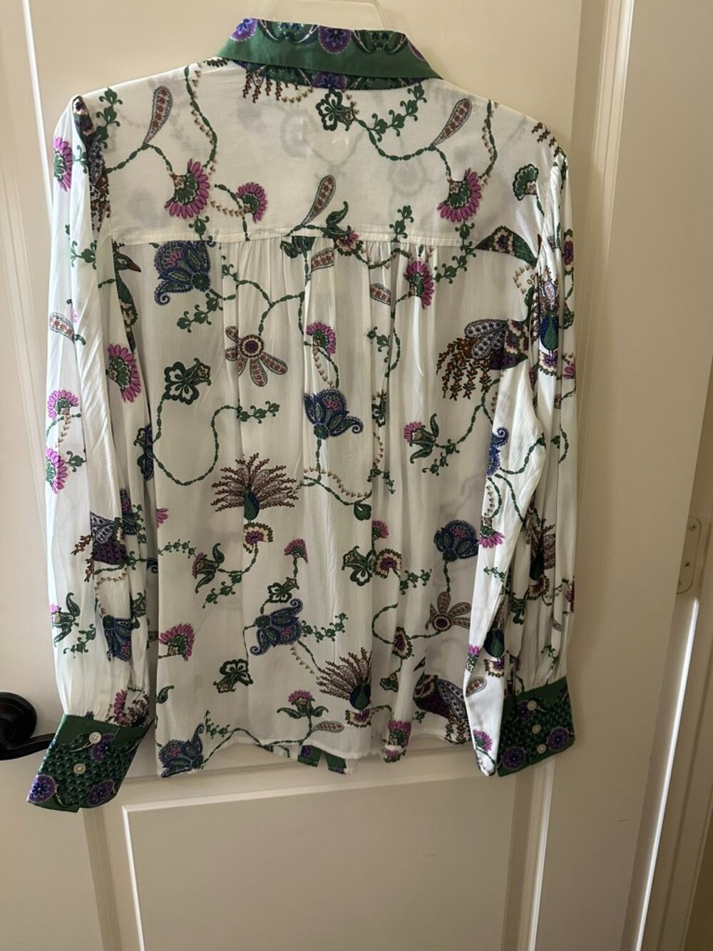 BNWT LOFT long Sleeve Bird print blouse size Large - Picture 5 of 6